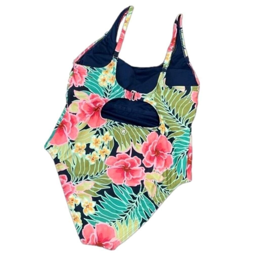 Hurley Ladies Swimsuit Poppy Tropical 1 Piece Bathing Suit Size Medium NEW - Picture 3 of 7